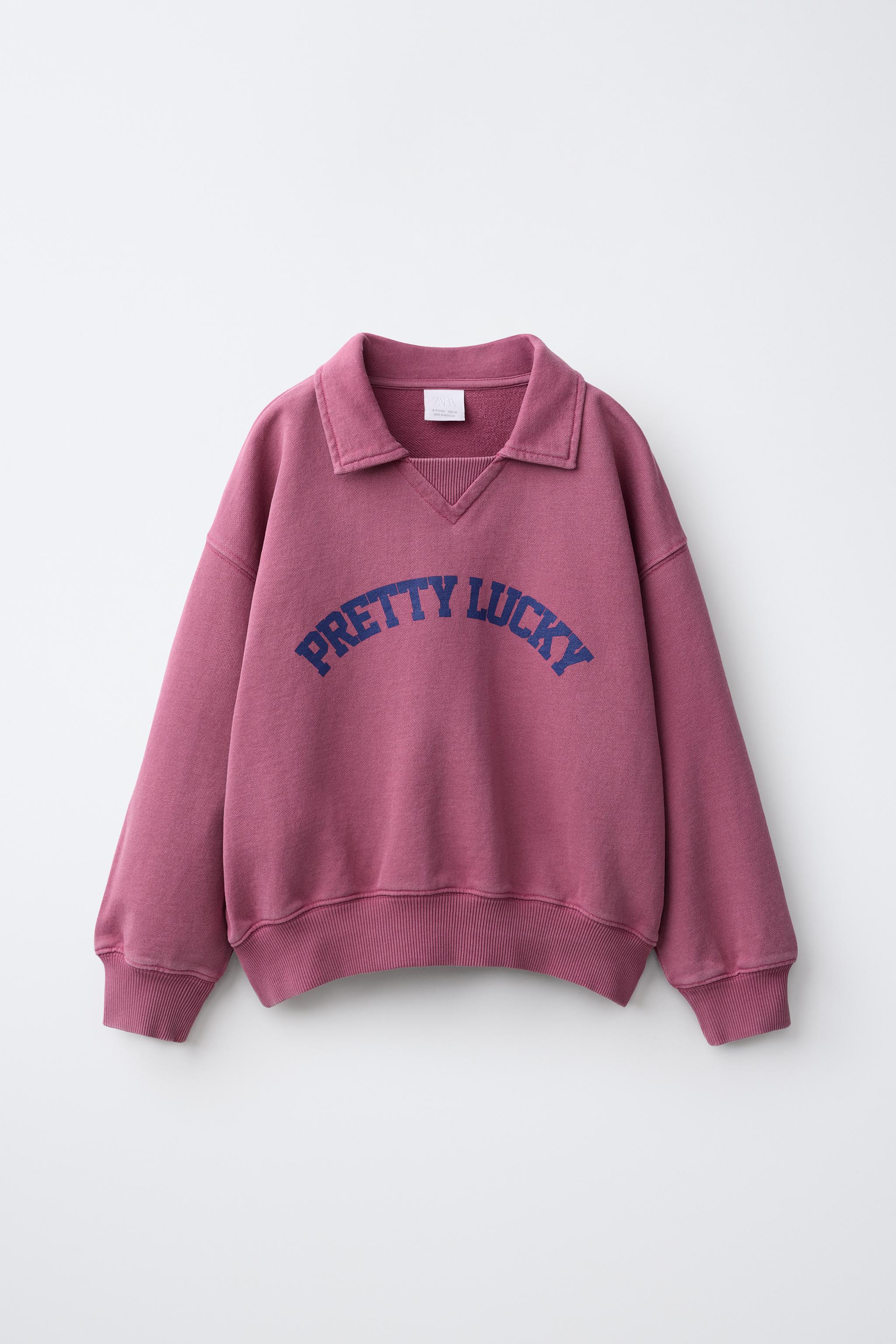 TEXT-PRINT POLO-NECK SWEATSHIRT