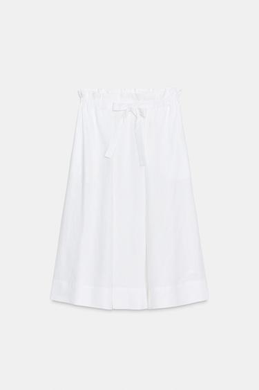 FALDA MIDI LAZADA CON LAZADA - Blanco de Zara