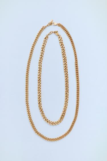 PACK OF 2 CHAIN LINK NECKLACES - Golden by Zara