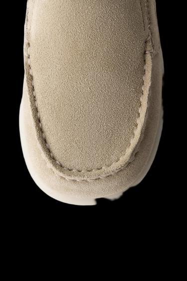 Zara LEATHER DECK SHOES - Sandy Brown