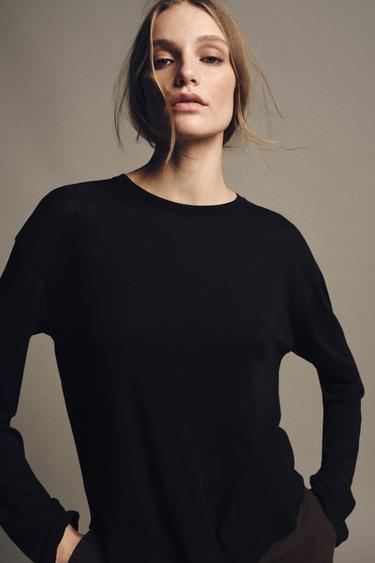 ΜΠΛΟΥΖΑ OVERSIZED ΒΑΜΒΑΚΙ SUPIMA® - Μαύρο του Zara