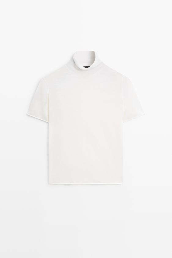 Zara Short sleeve turtleneck knit sweater - Ecru - Image 0