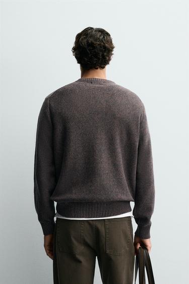 BUTTON-UP V-NECK SWEATER - Brown by Zara - Image 2