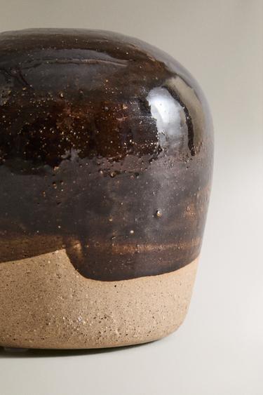 PETIT VASE ROND EN GRÈS - Kaki de Zara - Image 3