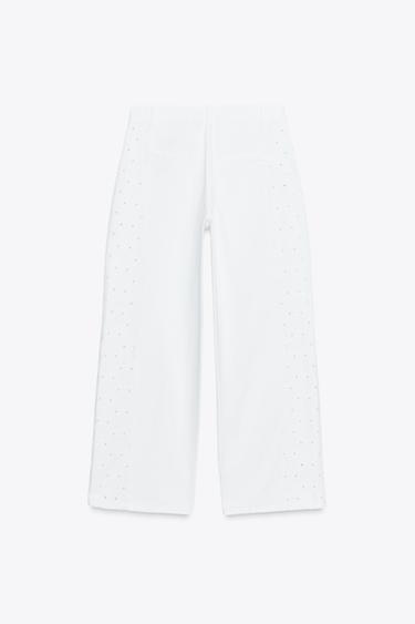 JEAN Z1975 À JAMBES LARGES BRODÉES PERFORÉES - Blanc de Zara - Image 5