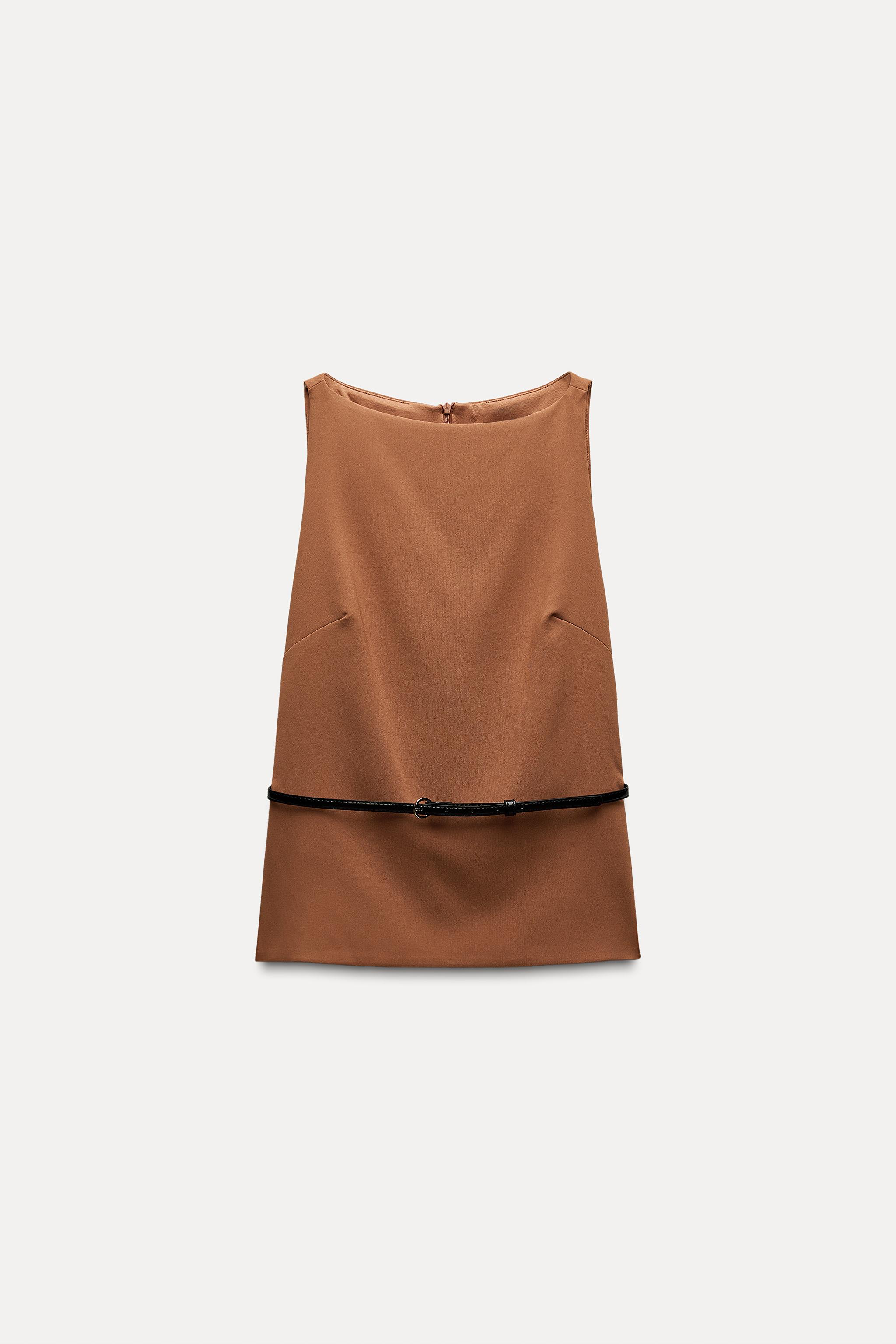 ZARA belted discount gabardine zipper top xs/s