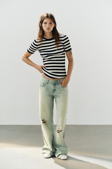 TOP PUNTO RIB RAYAS - Marino / Blanco de Zara - Imagen 0