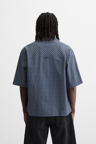 CHEMISE À CARREAUX - Bleu de Zara - Image 2