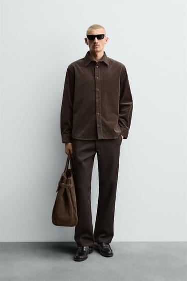 RELAXED FIT CORDUROY SHIRT - Brown by Zara - Image 0