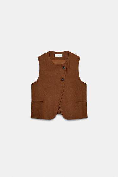 GILET CROISÉ AVEC LIN - Toffee de Zara - Image 3