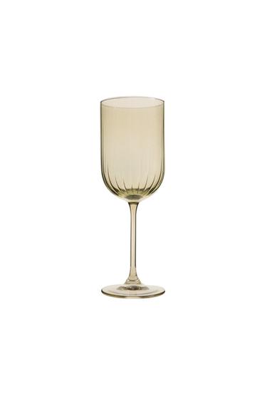 GLASS WITH EMBOSSED LINES - Green by Zara