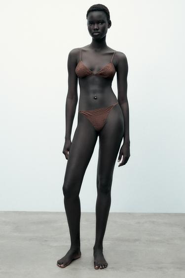 Zara STRUCTURED SILK THONG LIMITED EDITION - Brown