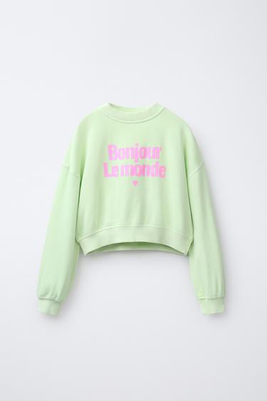 SLOGAN SWEATSHIRT AND BERMUDA SHORTS SET - Green by Zara - Image 1