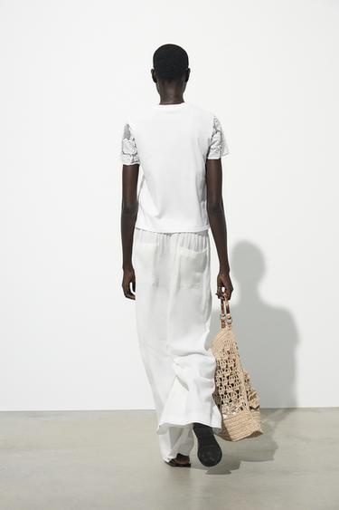 T-SHIRT BRODERIES AVANT - Blanc de Zara - Image 4