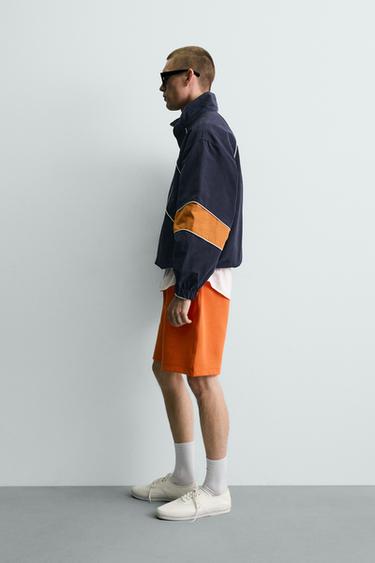 COLOUR BLOCK TECHNICAL QUARTER-ZIP SWEATSHIRT - Navy blue by Zara - Image 3