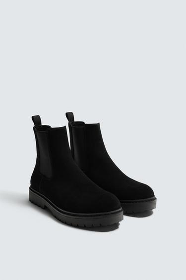 BOTA CHELSEA DE COURO - Preto da Zara