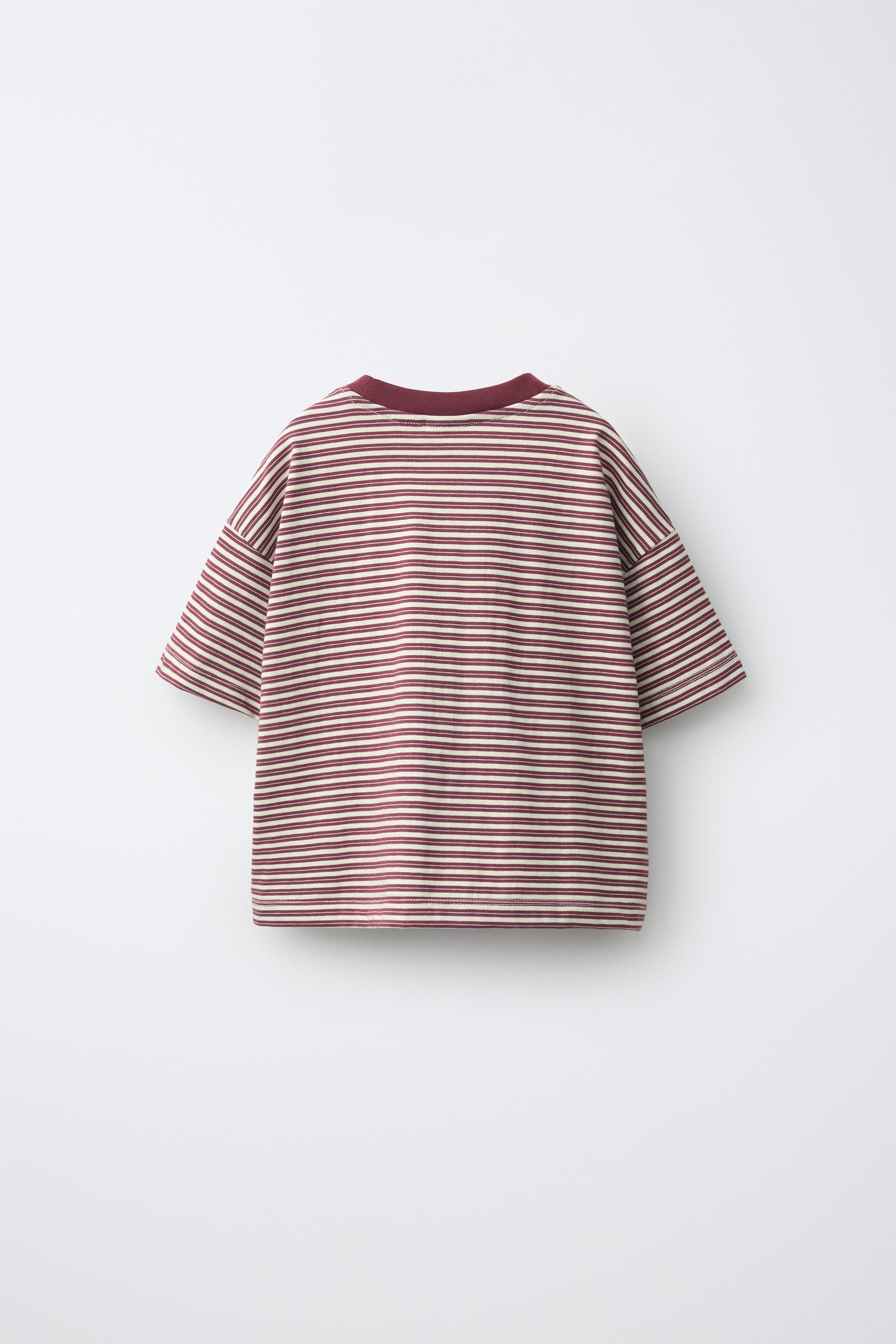 CONTRAST NECK STRIPED T-SHIRT