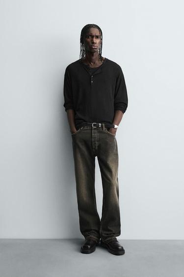 JEANS RELAXED FLARE FIT - Marrón de Zara - Imagen 0