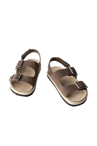 LEDERSANDALE MIT SCHNALLEN UND JUTE - Braun von Zara