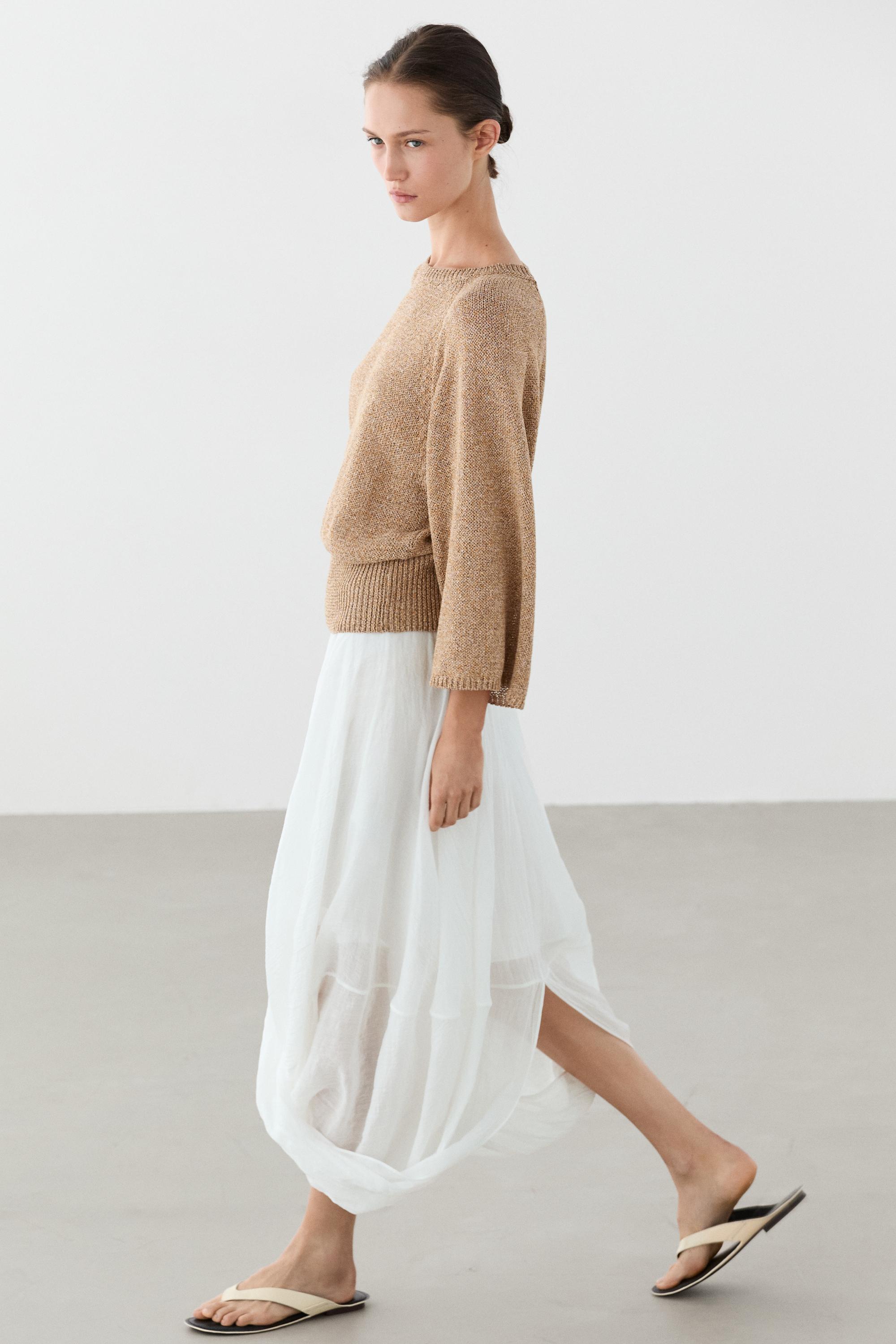 Cotton blend heathered knit sweater