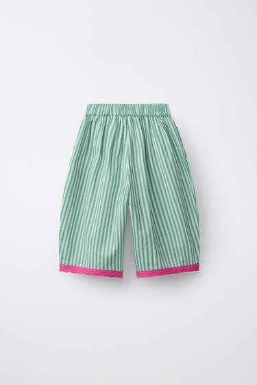PANTALON BALLON À RAYURES - Vert de Zara - Image 1