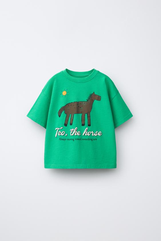 CAMISETA ESTAMPADO CABALLO - Verde de Zara - Imagen 0