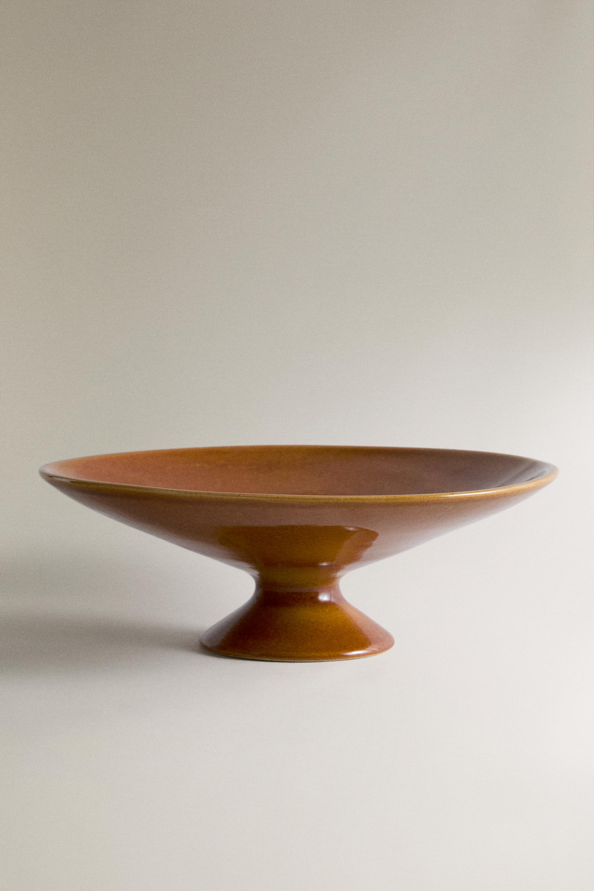 BROWN CERAMIC DECORATIVE BOWL