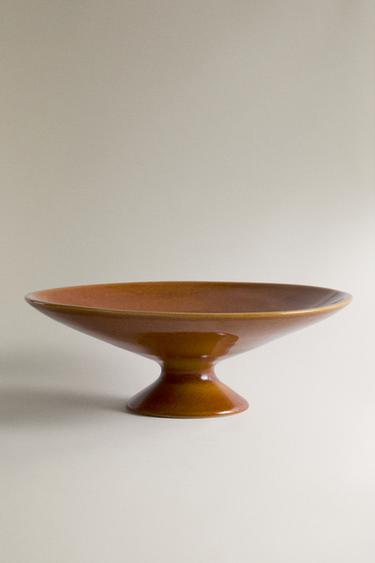 DECORATIVE BROWN CERAMIC BOWL - Brown by Zara - Image 0