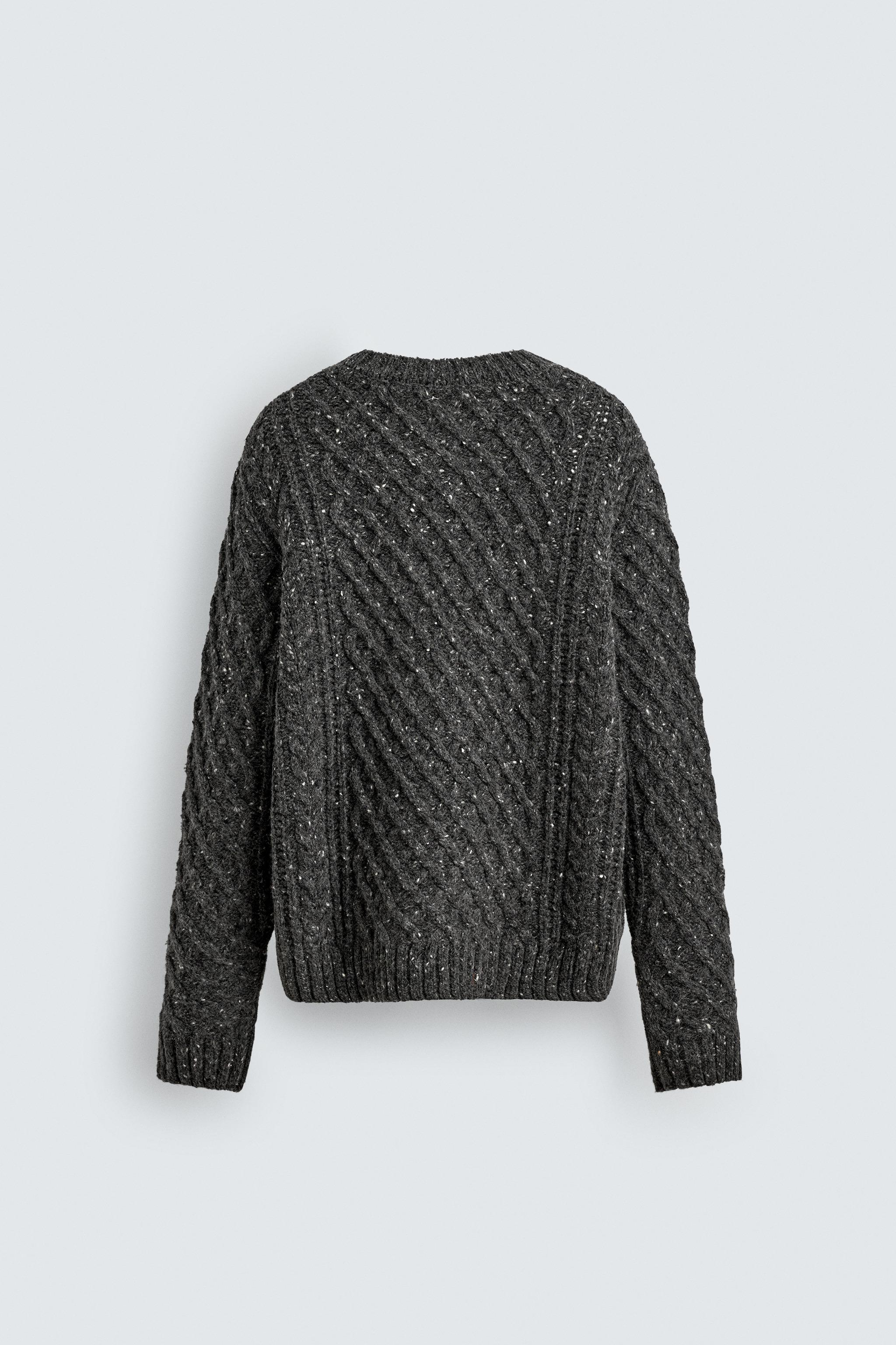 100% WOOL CABLE-KNIT JUMPER WITH SPECKLES