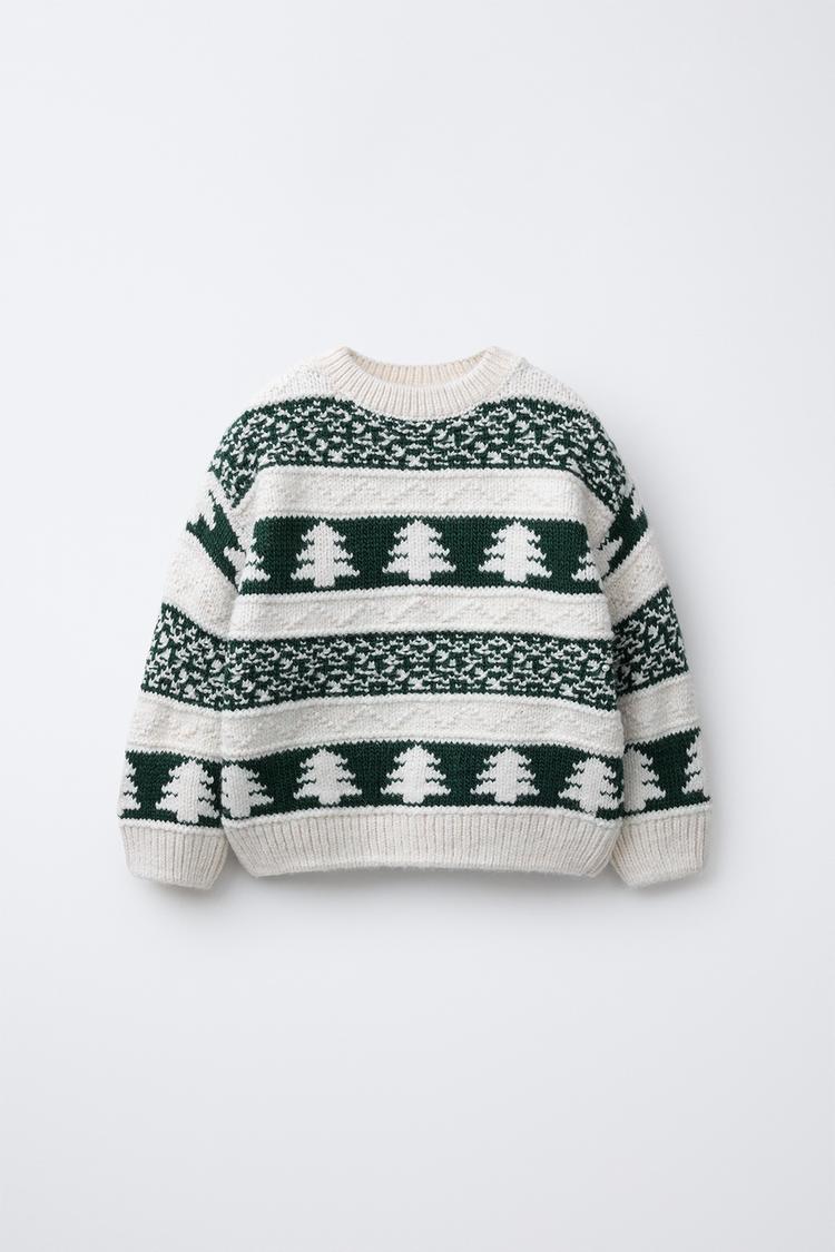 TREE PRINT KNIT SWEATER