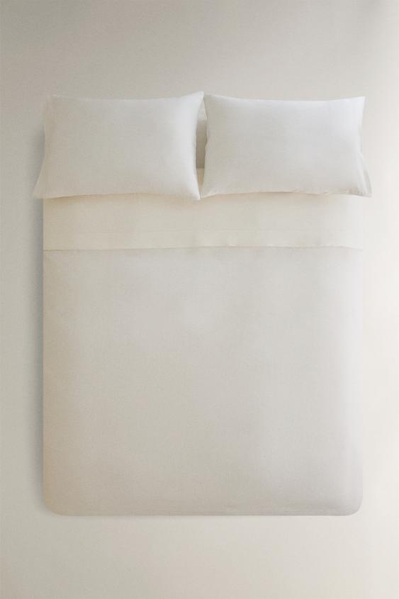 CAPA DE EDREDOM DE LINHO COM ELEMENTO DECORATIVO - Branco da Zara - Imagem 0
