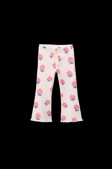 LEGGINGS FLARE RIPPENMUSTER MIT PRINT - Cremefarben von Zara - Bild 0