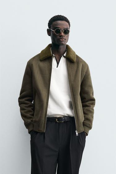 CAZADORA EFECTO ANTE DOBLE FAZ - Khaki de Zara