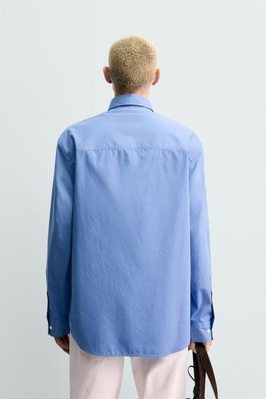 ORIGINS REGULAR FIT SHIRT WITH POCKET - Mid-blue by Zara - Image 2