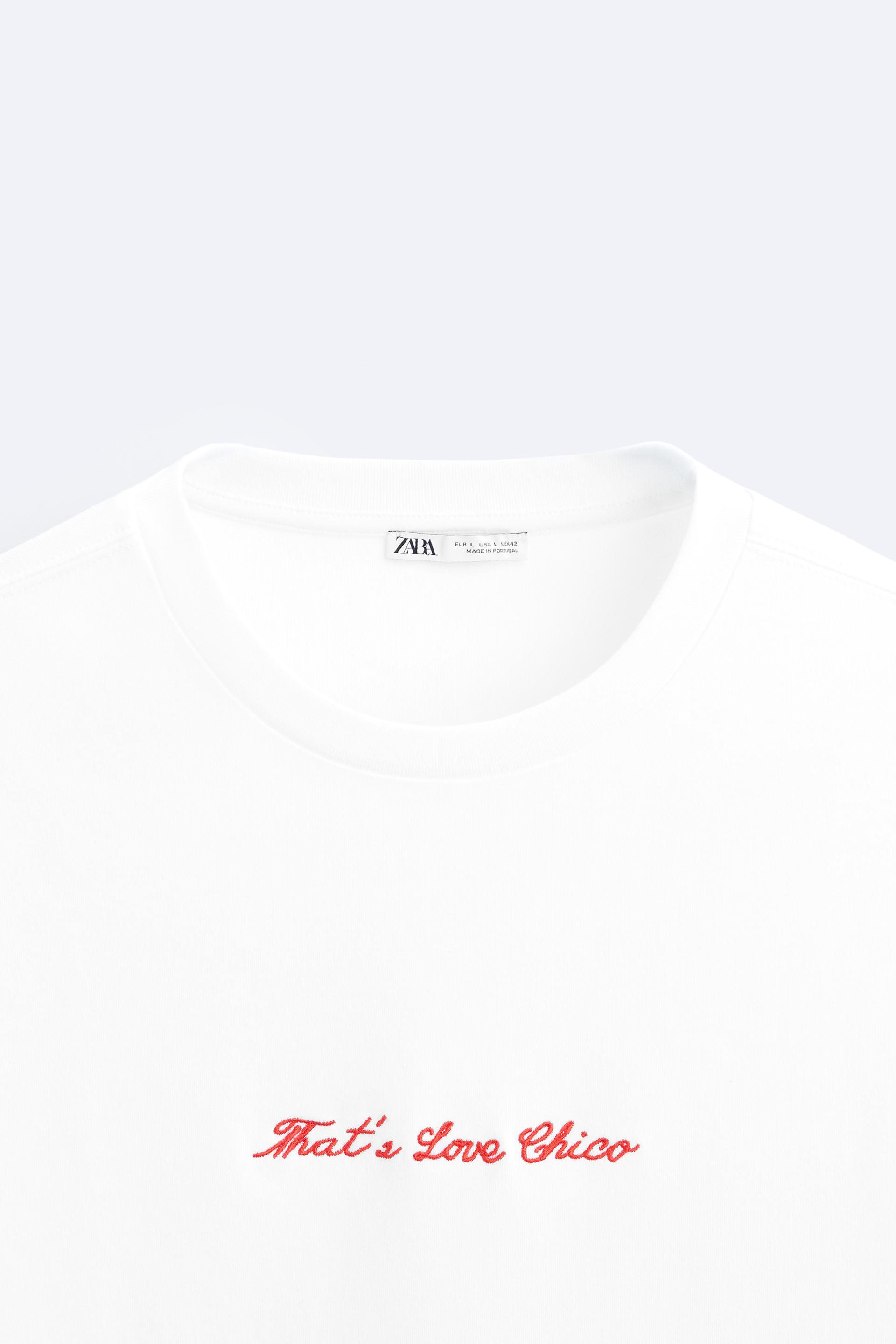 ZARA T-SHIRT COM MENSAGEM - Branco / Vermelho