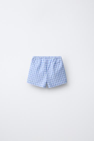 GINGHAM CHECK BERMUDA SHORTS - Mid-blue by Zara - Image 1