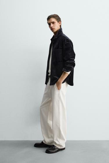 RELAXED FIT CORDUROY OVERSHIRT - Black by Zara - Image 3
