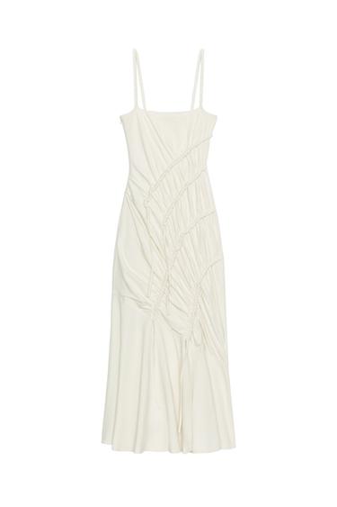 LONG DRAPED DRESS - Oyster-white by Zara