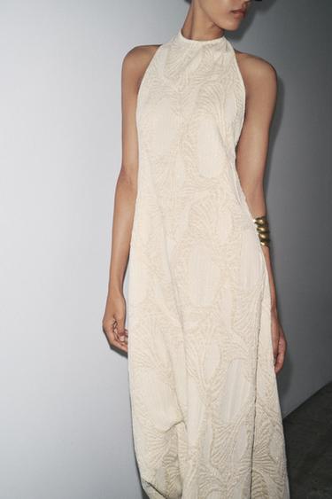 ROBE HALTER JACQUARD - Doré de Zara - Image 4