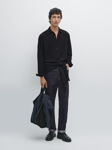 Zara Regular fit needlecord shirt - Navy blue - Image 0