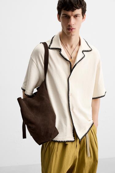 CONTRAST TRIM SHIRT - Oyster-white by Zara - Image 4