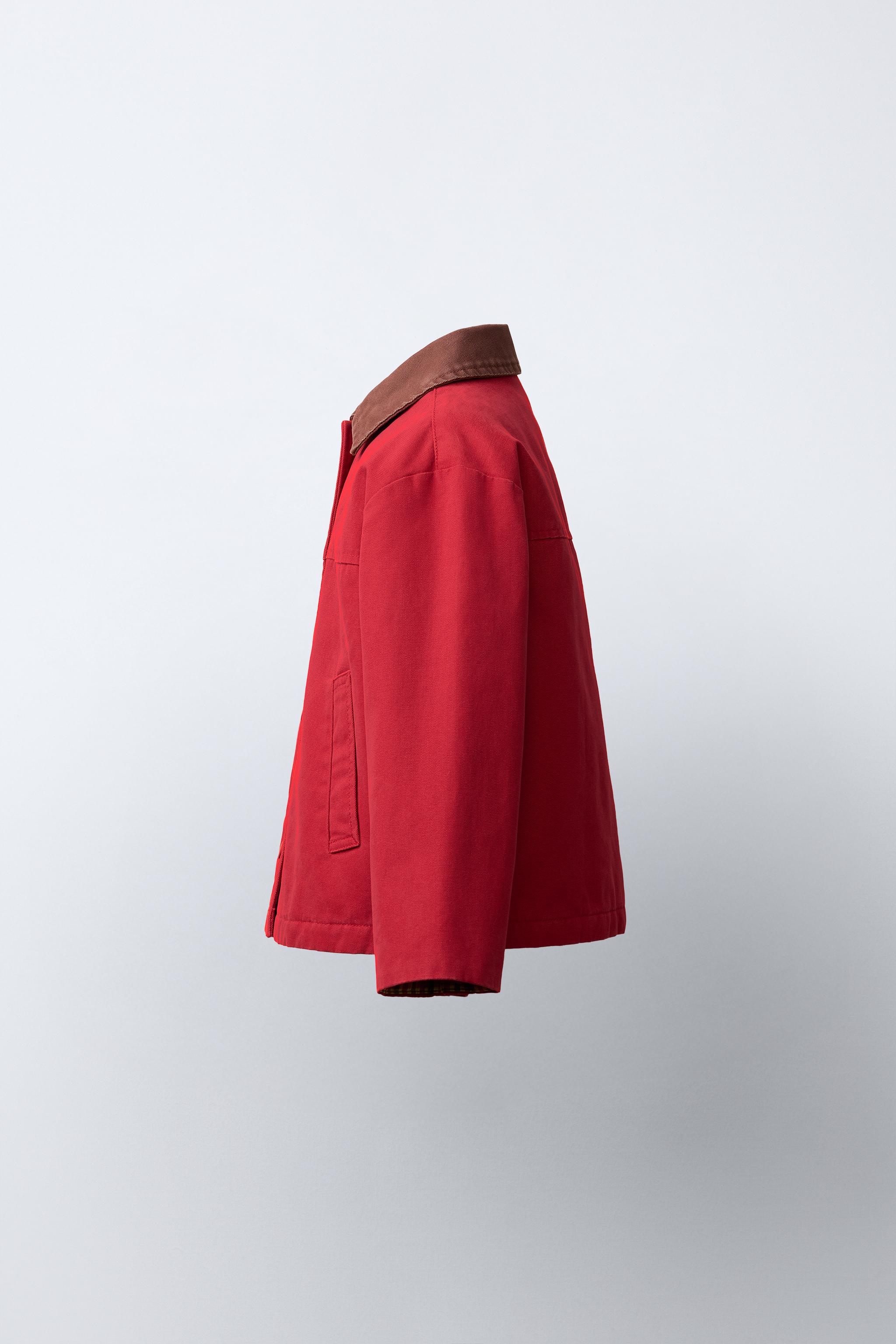 CANVAS JACKET WITH CONTRASTING COLLAR