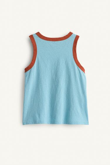 LIMITED EDITION EMBROIDERED FLORAL SLEEVELESS SHIRT - Light blue by Zara - Image 4