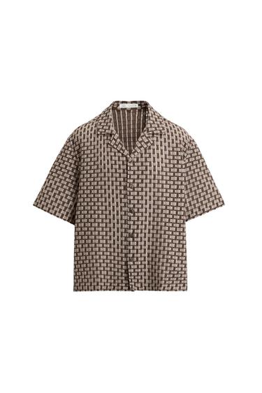 Zara TEXTURED SHIRT - Brown - Image 0
