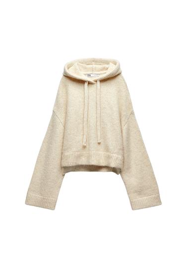 CROPPED KNIT SWEATSHIRT