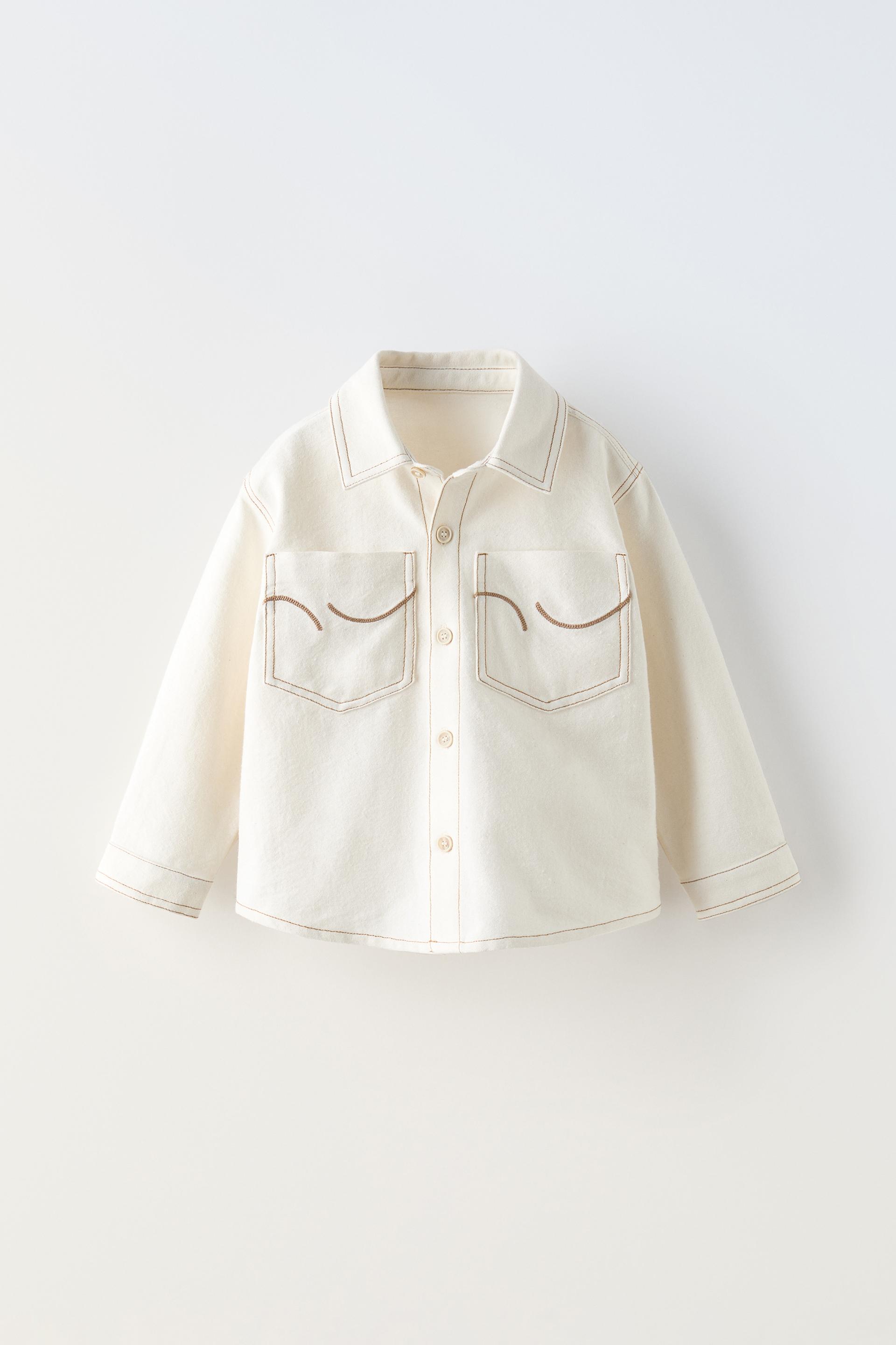 OVERSHIRT WITH EMBROIDERED POCKETS - Ecru | ZARA United Kingdom