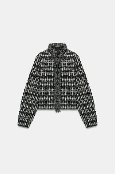 CHAQUETA PUNTO ESTRUCTURA - Negro / Blanco de Zara