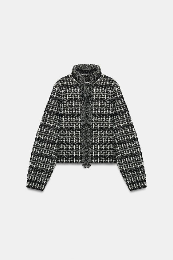 TEXTURED KNIT CARDIGAN - Black / White by Zara - Image 0
