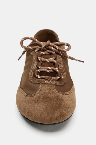 COMBINED BALLET FLATS - Brown by Zara - Image 3