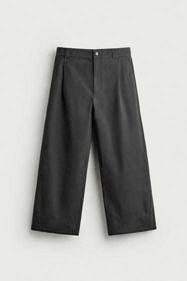 PANTALÓN WIDE FIT PLIEGUES - Gris de Zara